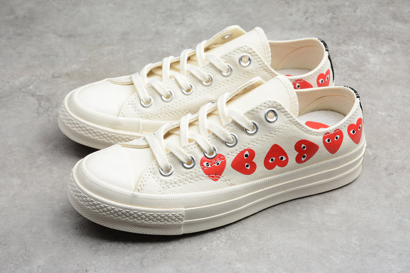 CHUCK TAYLOR ALL-STAR 70S X CDG LOW MULTI HEARTS WHITE/RED-EGRET