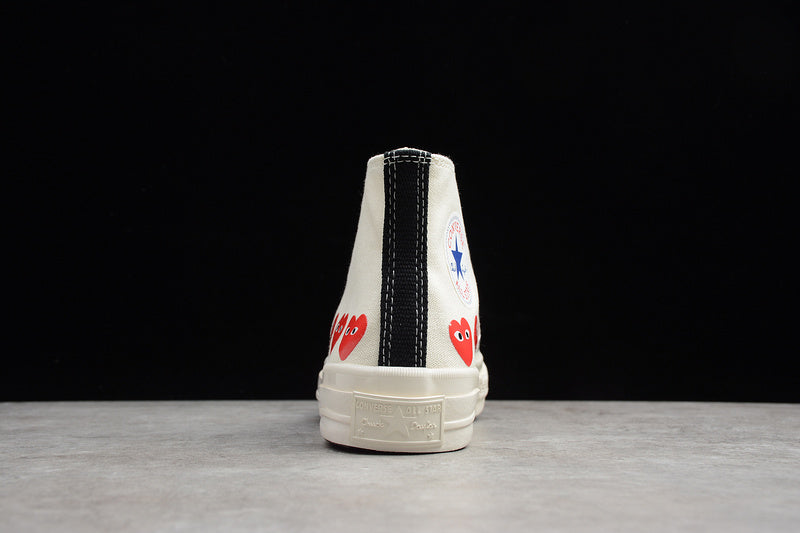 CHUCK TAYLOR ALL-STAR 70S X CDG HIGH MULTI HEARTS WHITE/RED-EGRET