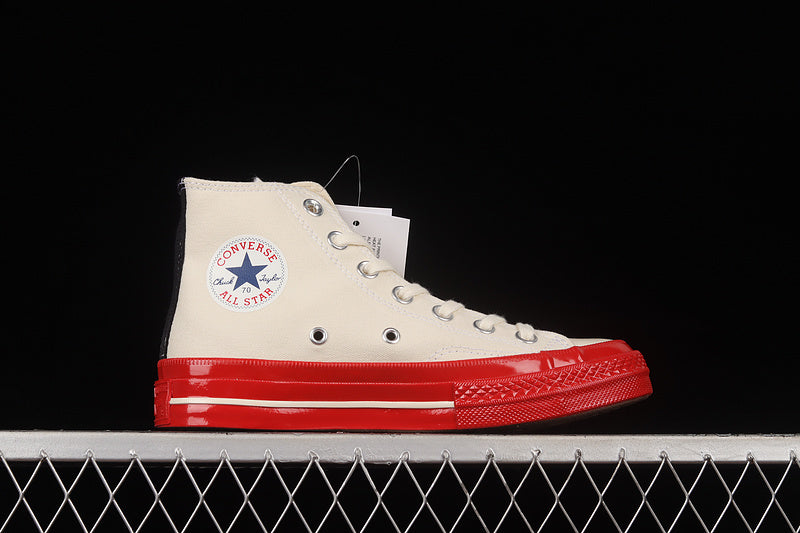 COMME DES GARÇONS PLAY X CHUCK TAYLOR 70S HIGH PRISTINE/RED/EGRET