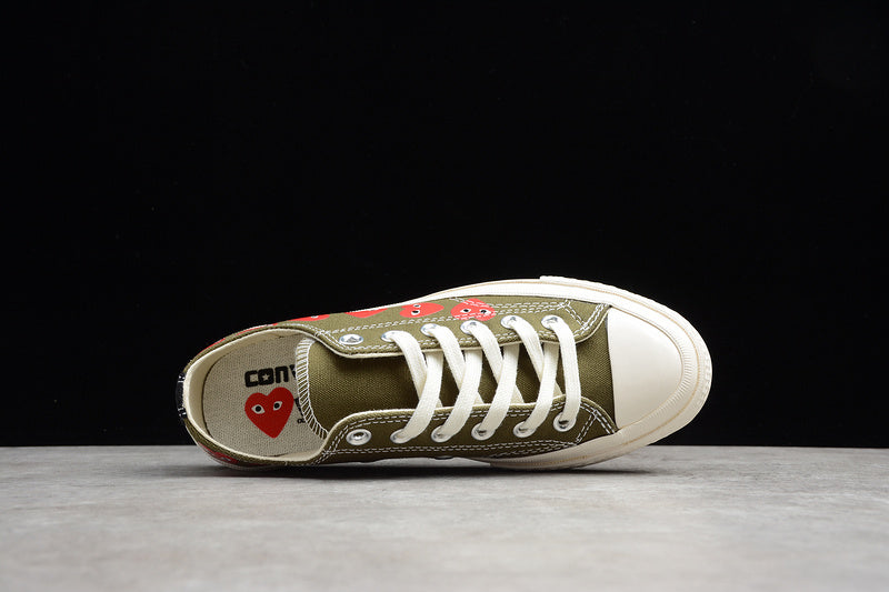 CHUCK TAYLOR ALL-STAR 70S X CDG LOW MULTI HEARTS GREEN/RED-EGRET