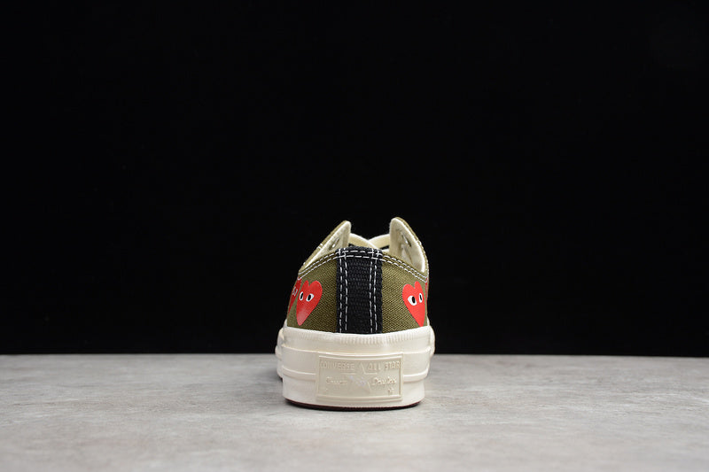 CHUCK TAYLOR ALL-STAR 70S X CDG LOW MULTI HEARTS GREEN/RED-EGRET