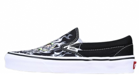 SLIP-ON FLAME SKULL WHITE/BLACK