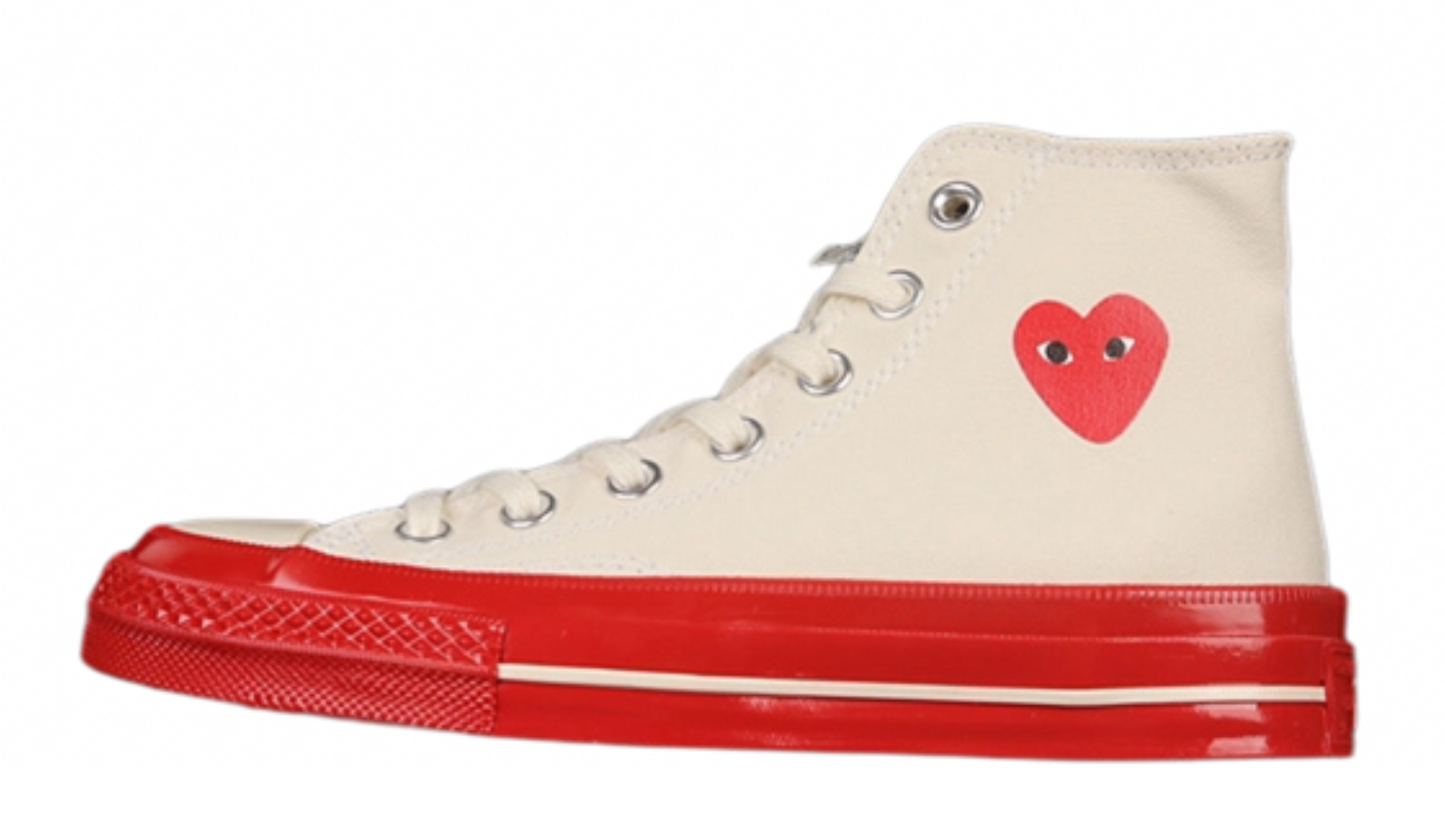 COMME DES GARÇONS PLAY X CHUCK TAYLOR 70S HIGH PRISTINE/RED/EGRET